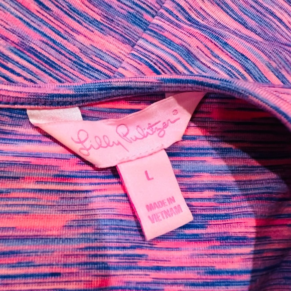 Lilly Pulitzer Dress Large Cove Flamingo Pink Space Dye Stretch Comfy coquette - Picture 6 of 12